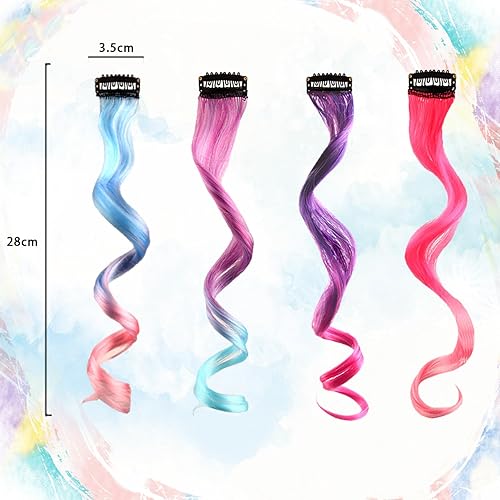 Miniatura 3 de Extensiones de cabello con clip para niños, 4 extensiones de muñeca rizada, peluca de pelo largo de 11 pulgadas para muñeca de niña, regalos de