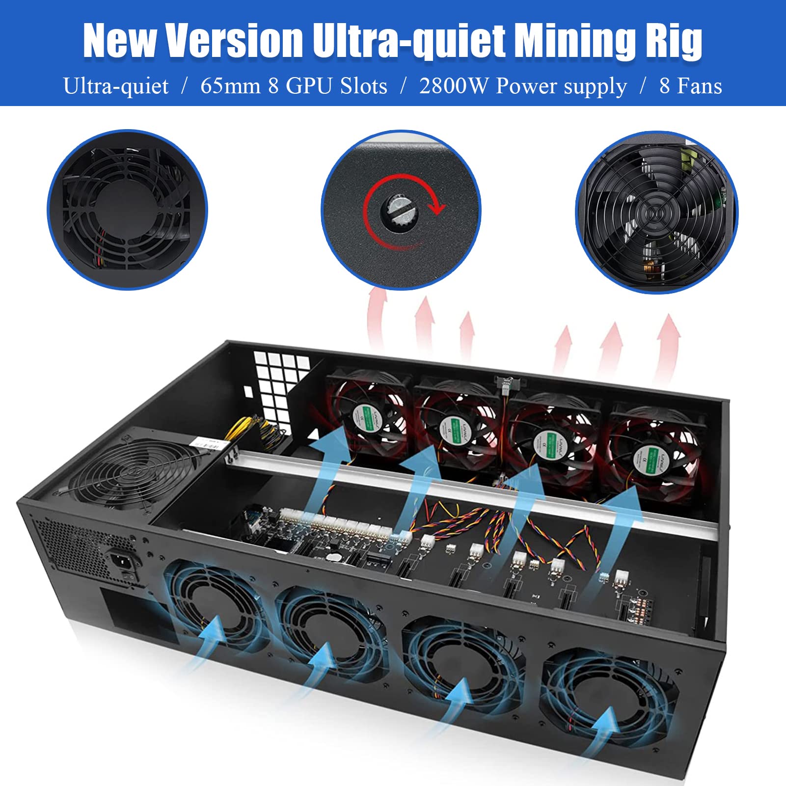 Amazon.co.jp: 8 GPU マイニングリグ イーサリアム 暗号マイナーマイニングマシンシステムケース 4U 2000-3000W電源 &  冷却ファン8個付き ETHW/ETCマイナーフレーム マザーボード/CPU/Windowsシステム付き (GPUなし) : パソコン・周辺機器