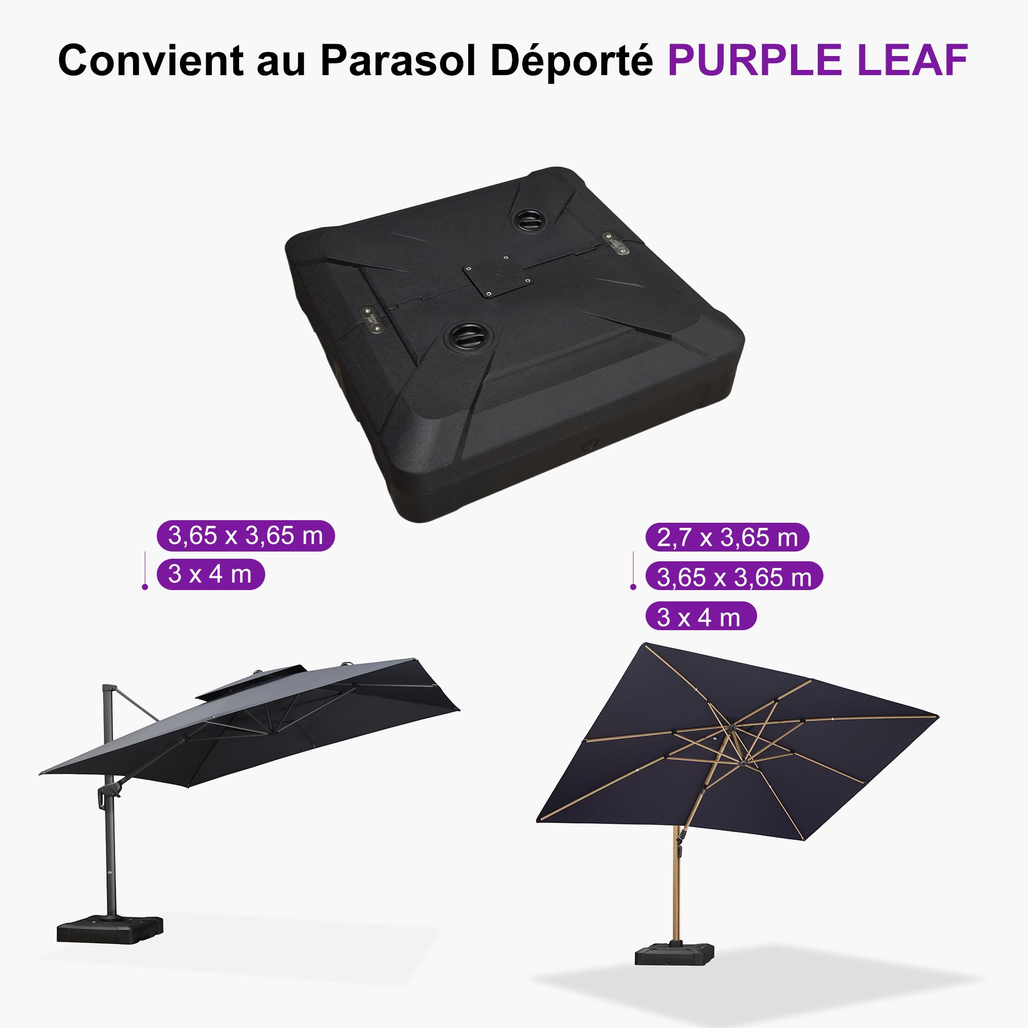 PURPLE LEAF Pied de Parasol BSCJ150 Charge Maximale 150 kg Robuste Noir