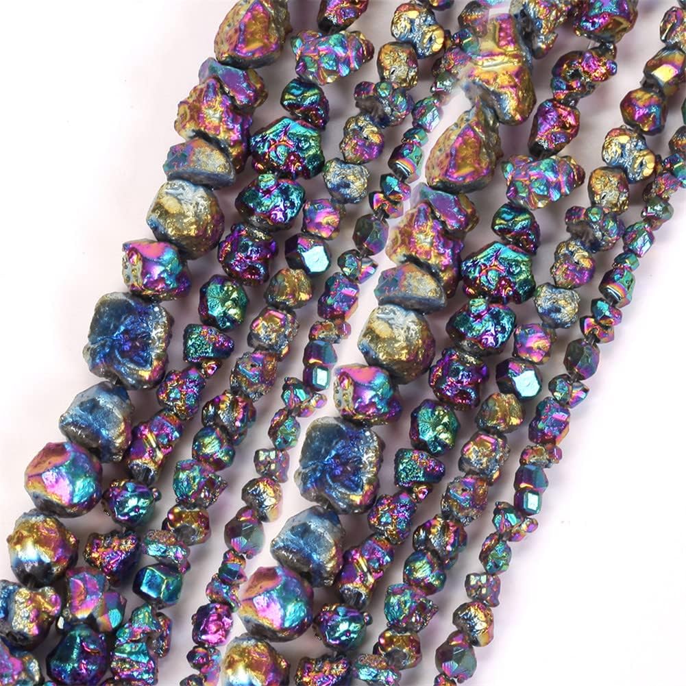 4/6/8/10Mm Natural Stone Beads Electroplating Colorful Citrines Irregular Beads for Jewelry Making Bracelet DIY Accessories