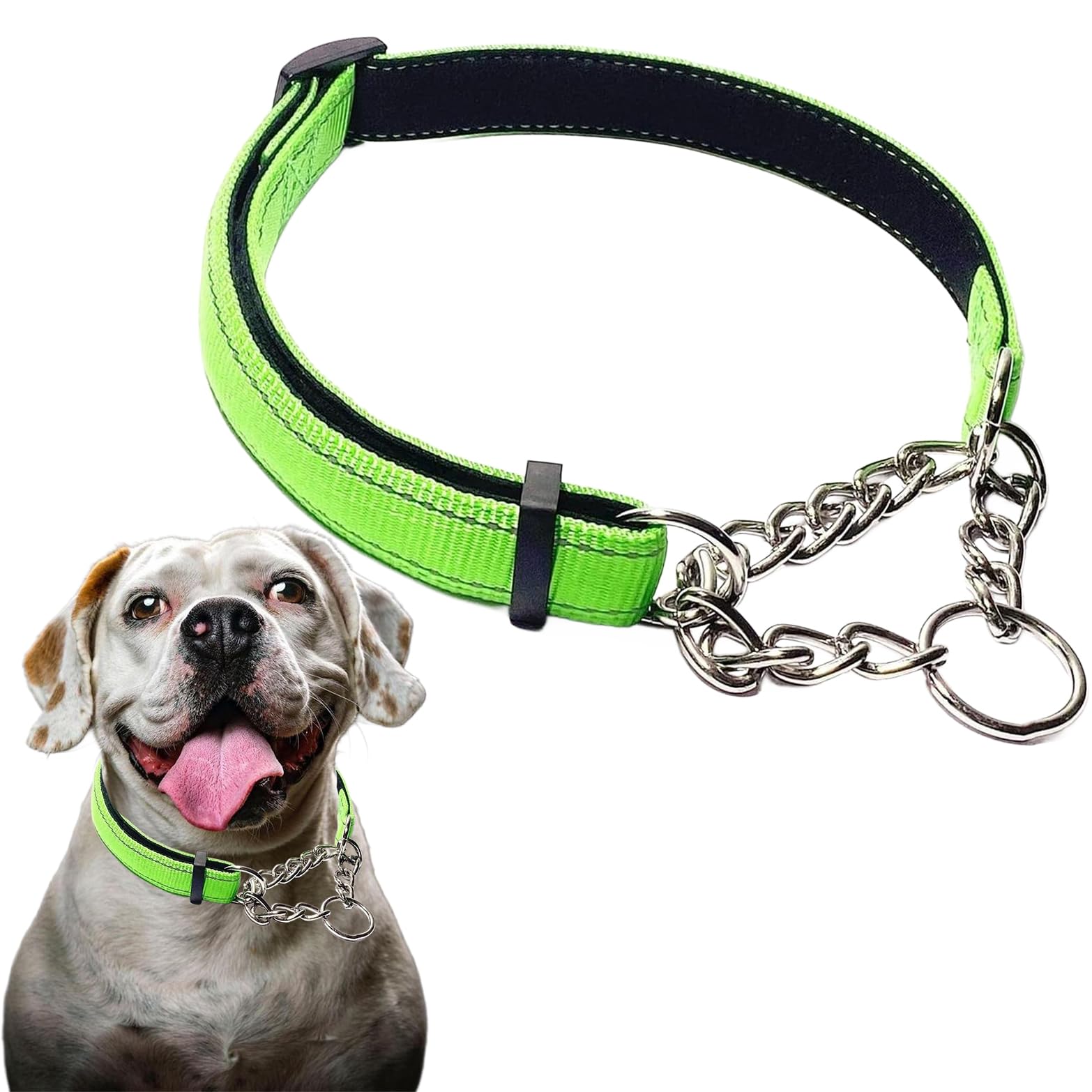 Martingale Collar for Dogs, Nylon Dog Chain Collars Adjustable For Heavy Duty Reflective Martingale Collar for Training Medium Large Big Dogs