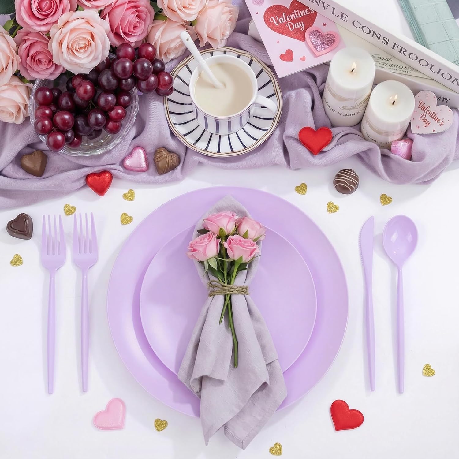  150pcs Premium Purple Plastic Plates for Parties Matte Finish thumbnail