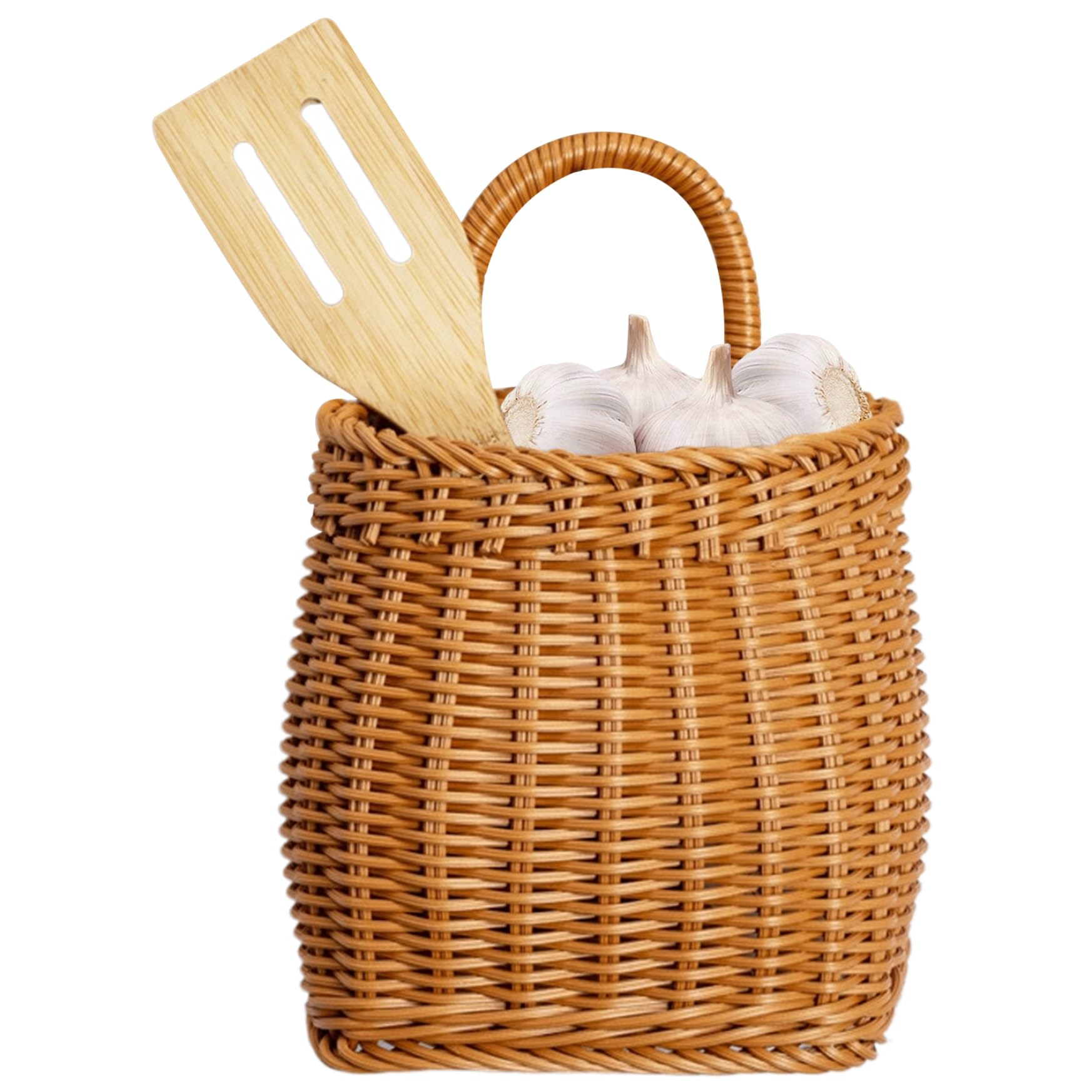 Grtheenumb 1Pc Wall Basket, Wicker Hanging Basket Rustic Hanging Woven Vintage Wicker Wall With Handle Heavy Duty Rinseable Large Capacity Multipurpose