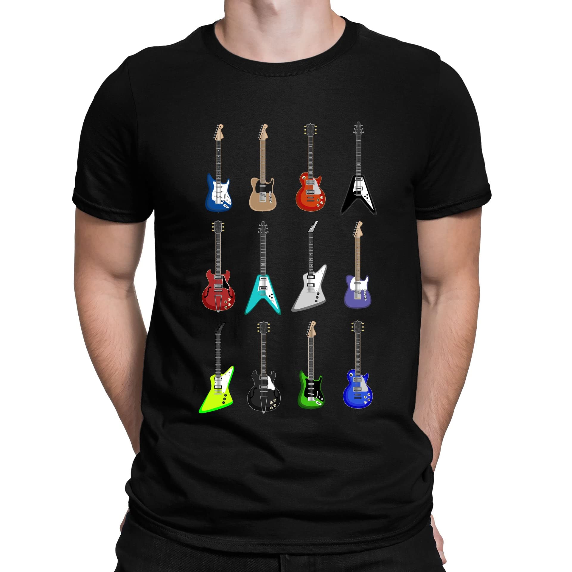 Guitar Styles Musician Electric Guitarist Mens T-Shirt Black (S)