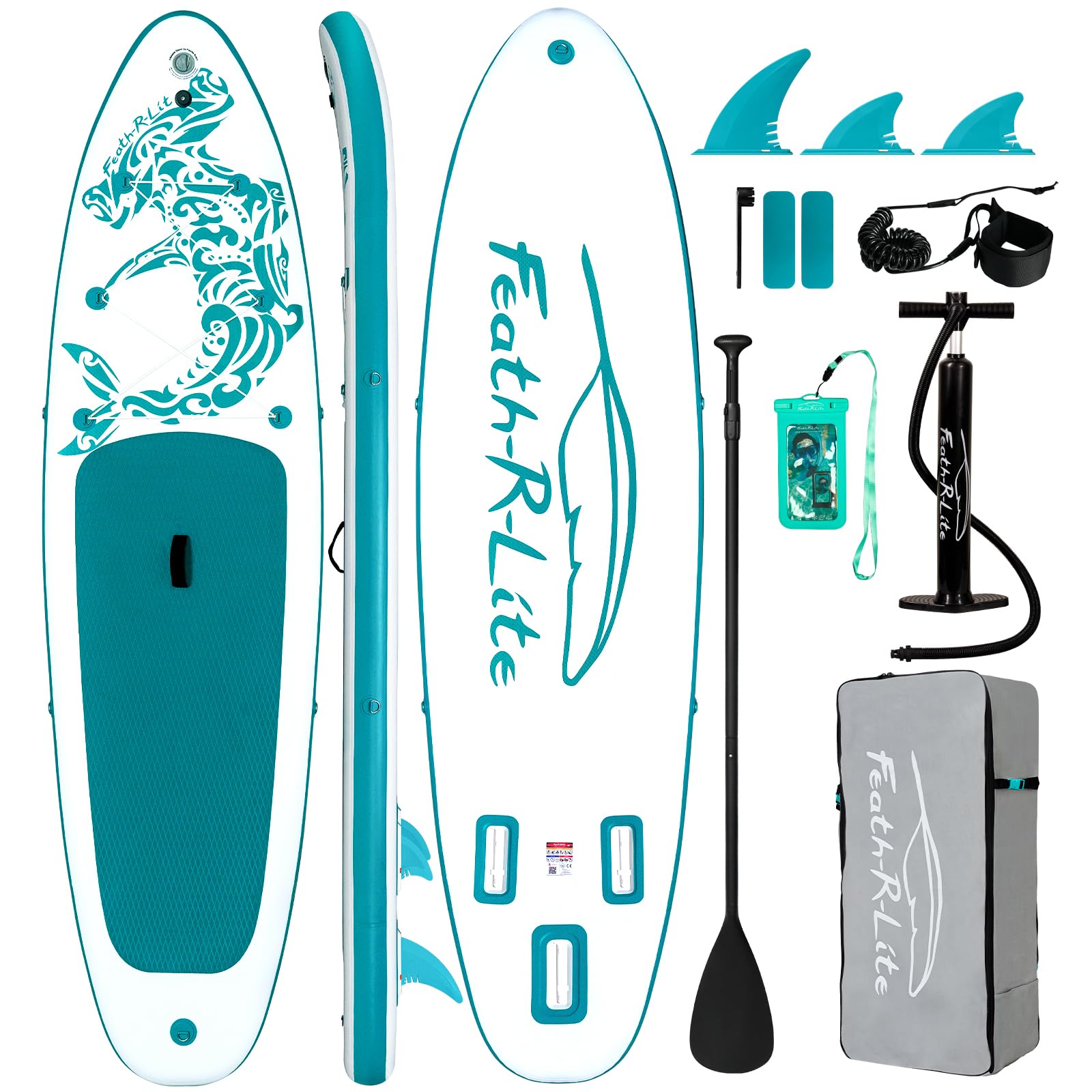 FEATH-R-LITE Inflatable Stand Up Paddle Board Ultra-Light Paddleboards - SUP Accessories Adjustable Paddle