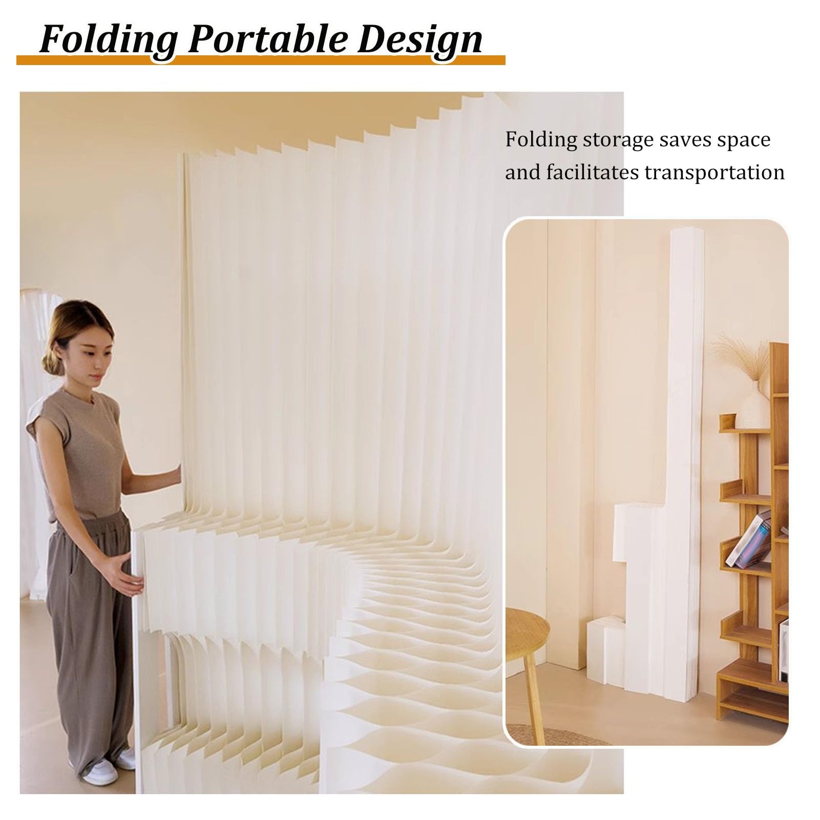 Rideaux de séparation de pièce, cloisons murales en Papier, Style Moderne et créatif avec étagères, Pliables, pour préserver l'intimité au Bureau et Lors d'événements (500 x 180 cm