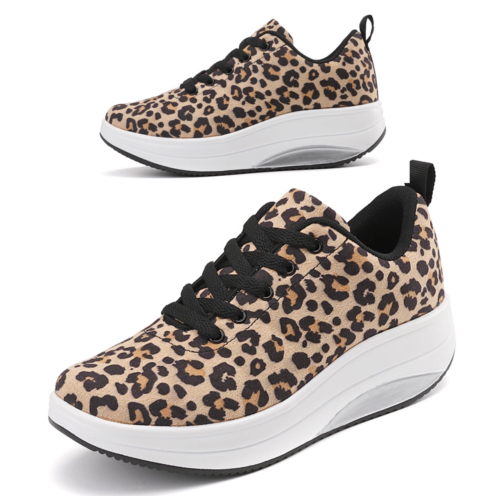 RUIDENG Platform Sneakers for Women Walking All Day | Slip Resistant Work Shoes for Women Comfortable | 2 Inch Thick Wedge Rocker Bottom