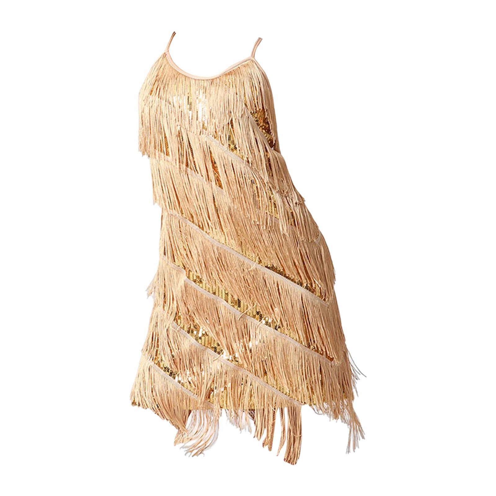 Kleid für Damen, Lateinamerikanisches Tanzkleid Im Stil Der 1920er Jahre, Tanzbekleidung mit Fransen Und Quasten, Perfekt für Club, Party Und, l
