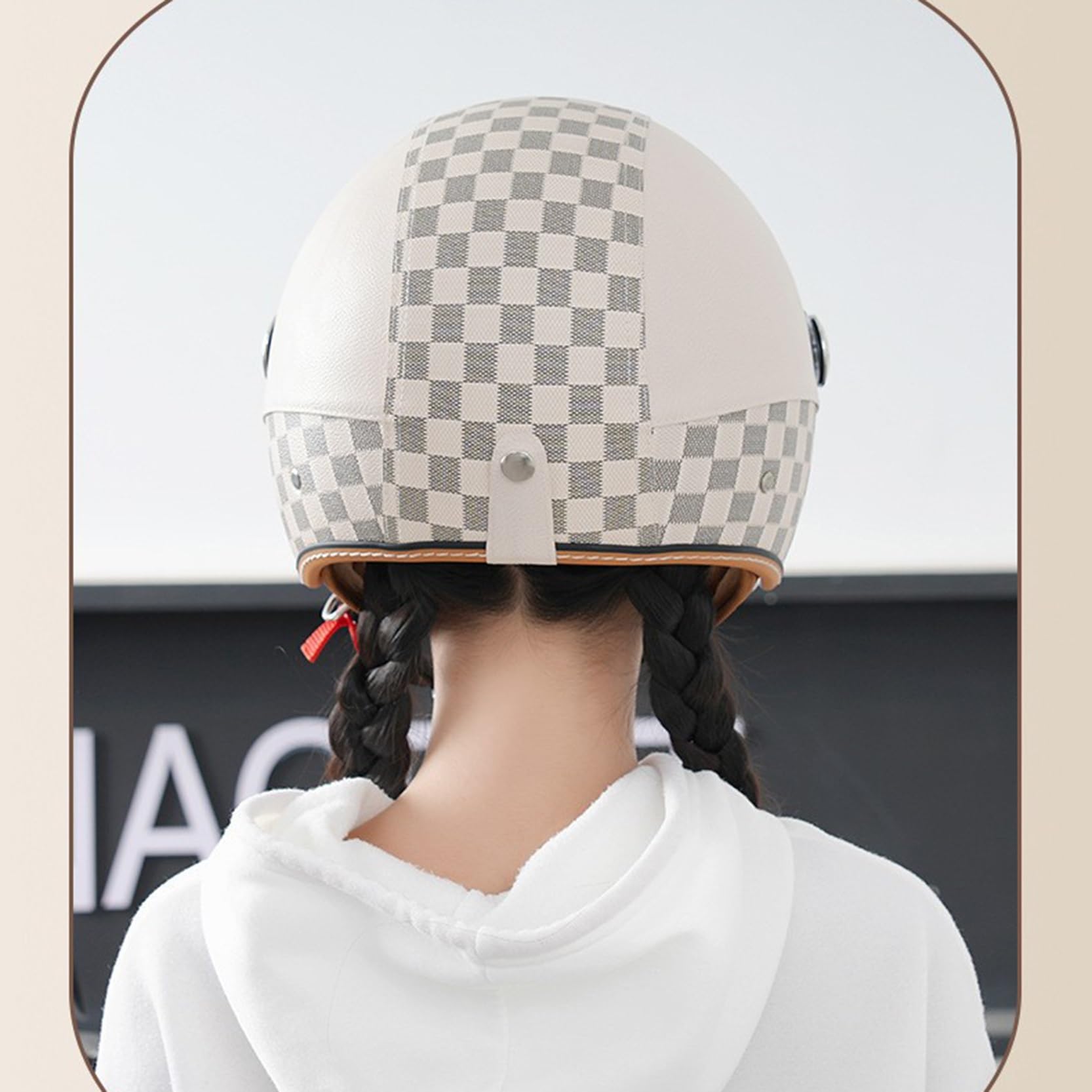 Casco de Moto Retro for Hombre y Mujer, de Cuero, con Doble Visera, Abierto 3/4, certificación ECE/Dot, Forro Desmontable.