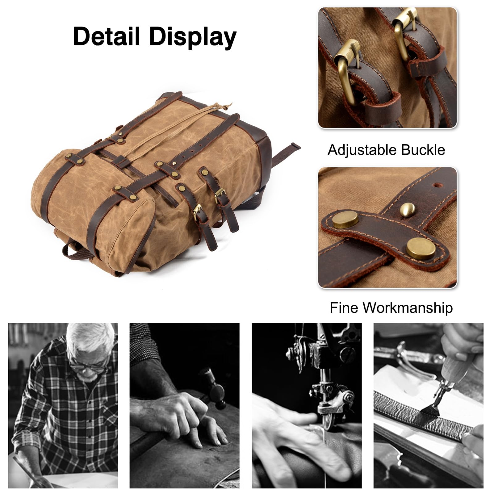 FANDARE Lienzo Mochila de Senderismo Retro Mochila Mochilas de Marcha con cordón Mochilas de Ciclismo Trekking al Aire Libre Daypack Bolsa de Cuerda para Viaje Excursionismo Equipaje Daypacks