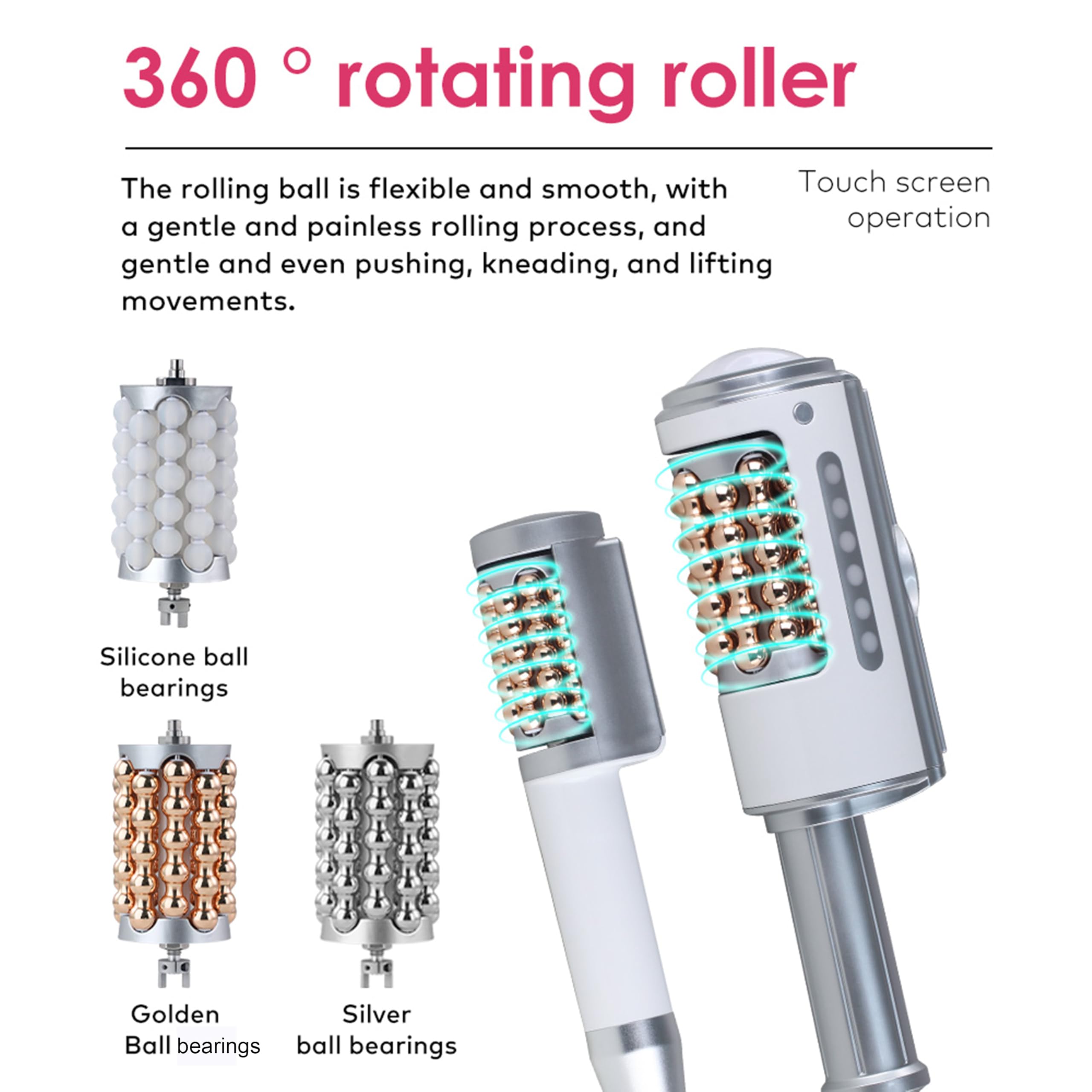 Elitzia Masażer rolkowy 2 w 1, regulowana prędkość, 6 diod LED, kolorowa maszyna do rzeźbienia ciała, obracanie o 360°, z ekranem dotykowym, do pielęgnacji ciała i twarzy, usuwanie cellulitu