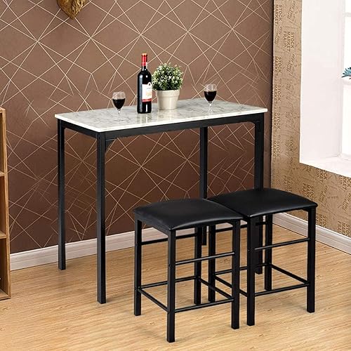 Miniatura 2 de ReunionG Juego de mesa de comedor y sillas de 3 piezas, juego de sillas y mesa con mesa de mármol, juego de muebles de mesa de comedor modernos para