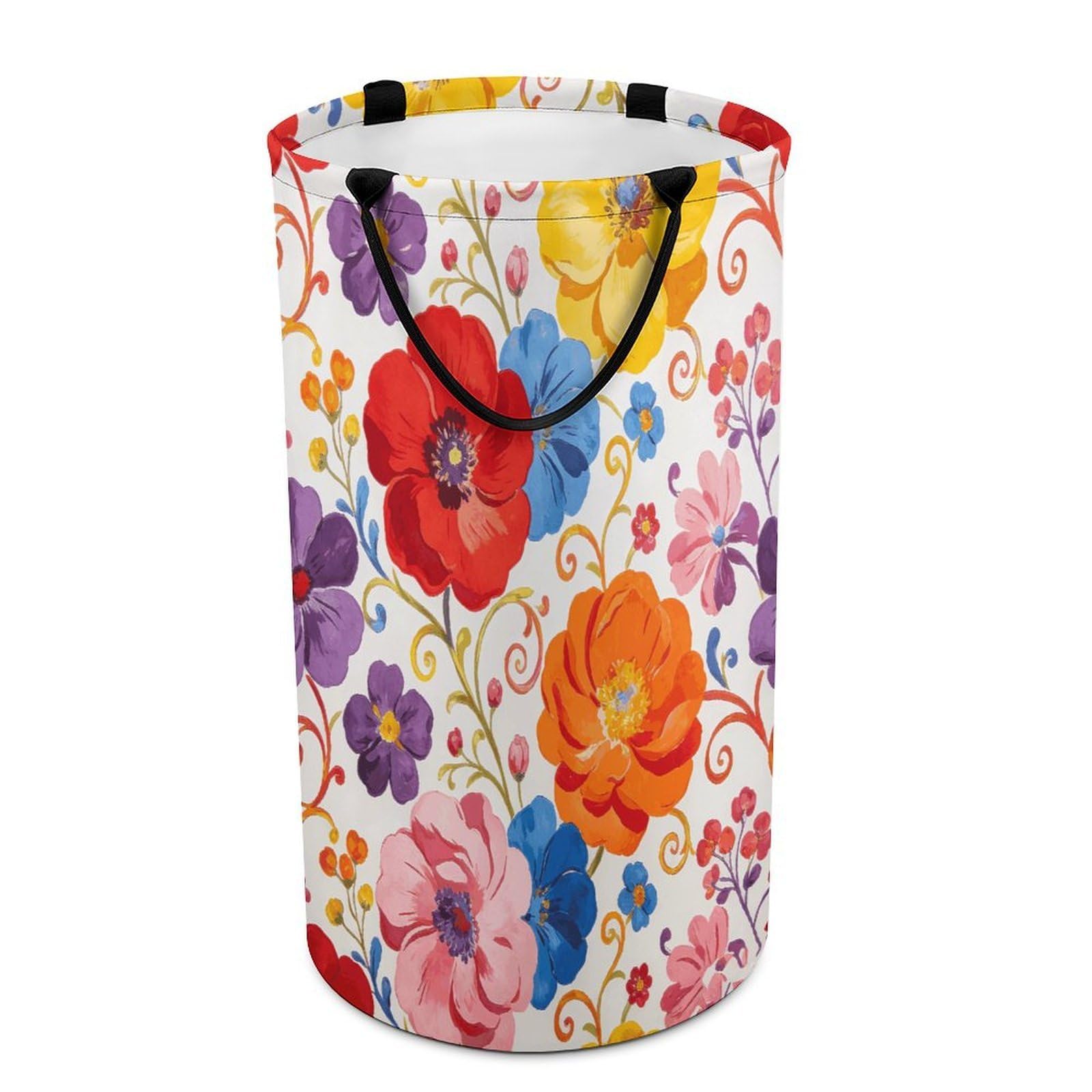 Spring Wildflower Feast Laundry Hamper Waterproof Polyester Laundry Baskets Collapsible Dirty Clothes Storage Basket Clothes Hampers with Sturdy Handles for Travel Bedroom