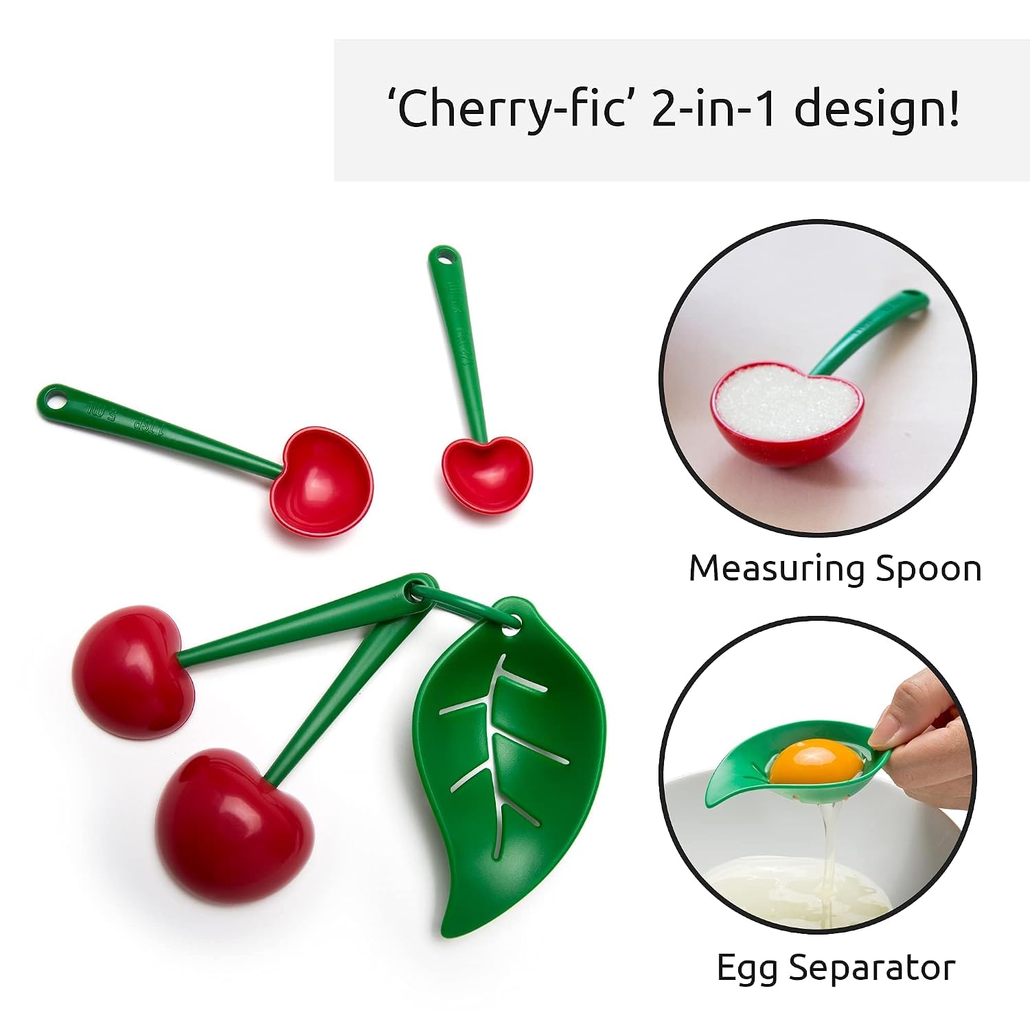 OTOTO Measuring Cups Set - Teaspoons for Dry & Liquid Ingredients, BPA-free & Dishwasher Safe, Funny Gifts, Baking Accessories, Unique Kitchen Gadgets (Mon Cherry), view 3