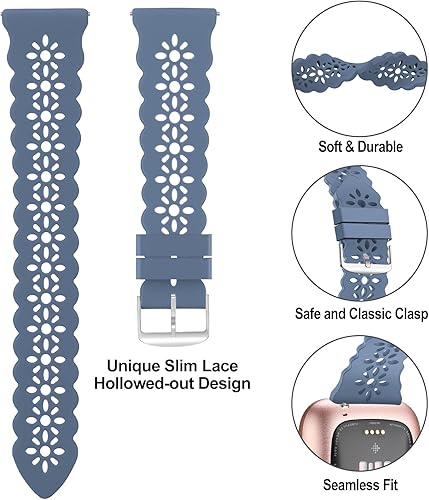 Miniatura 3 de YAXIN Paquete de 3 correas deportivas delgadas compatibles con Fitbit VersaFitbit Versa 2Fitbit Versa Lite para mujer, correas de repuesto de encaje