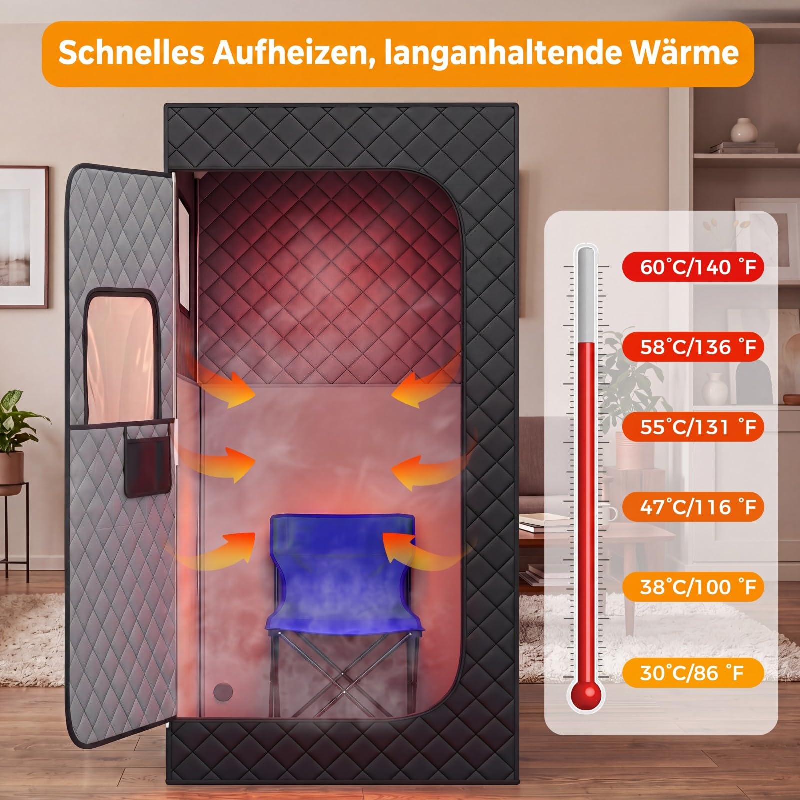 COSTWAY Infrarot Sauna mit 6-stufiger Temperaturregelung & Fernbedienung