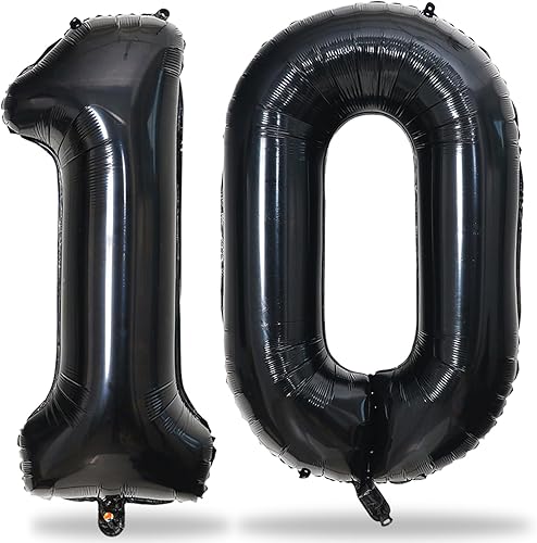 Globos arcoíris con el número 10, globos grandes de aluminio de 40 pulgadas con globos de helio con confeti dorado, globos autoinflables de 10