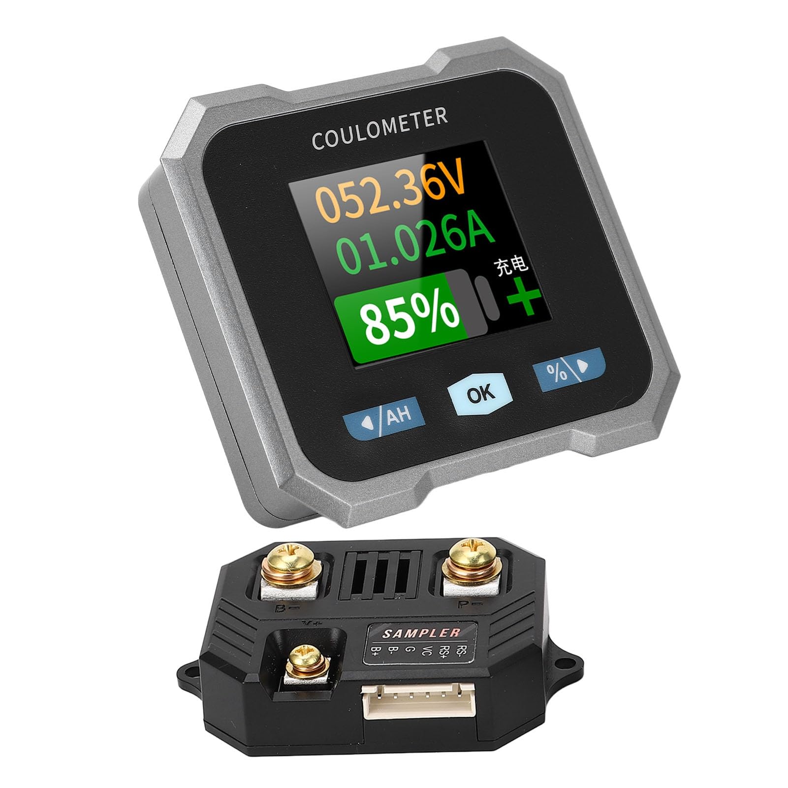 Yosoo Health Gear Inteligentny Monitor Akumulatora Wodoodporny Monitor Akumulatora RV z Bocznikiem BT 10 do 100 V 50 A Wyświetlacz ze Stali Nierdzewnej ABS dla łodzi Kempingowej Tester Napięcia