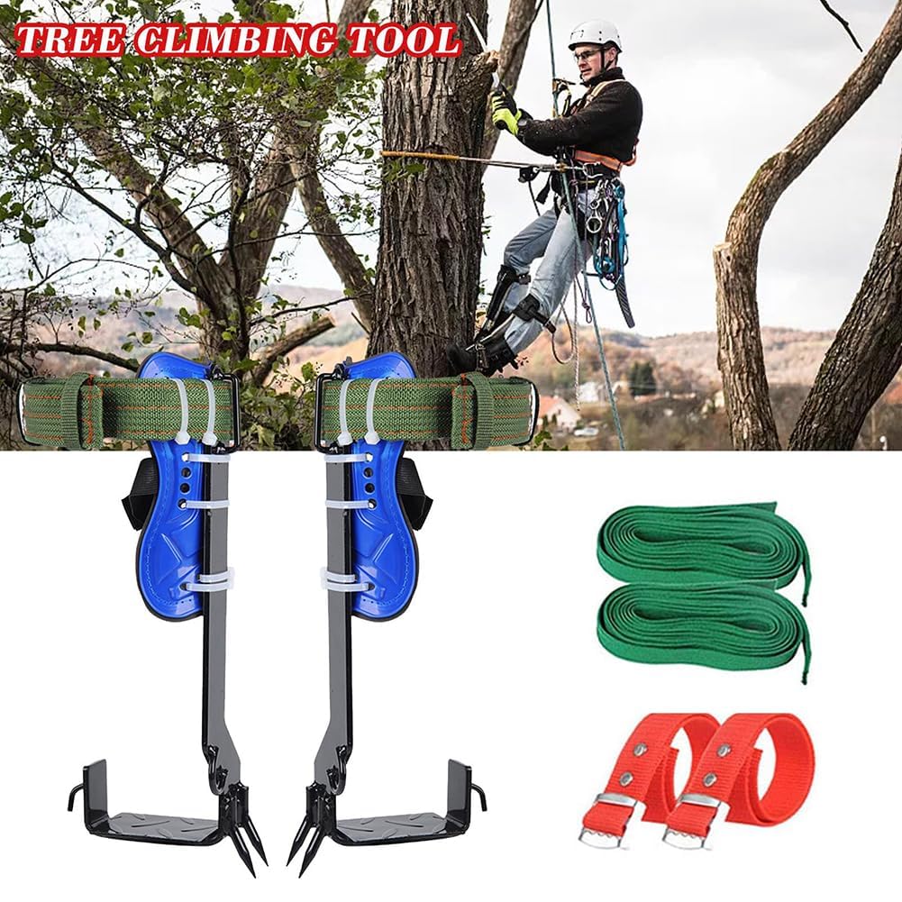 Garvee Set ramponi regolabili in acciaio per arrampicata su alberi - Portata 150kg - Due denti verticali - Perfetti per caccia, potatura, raccolta frutta e lavori su alberi e pali - Modello: due denti