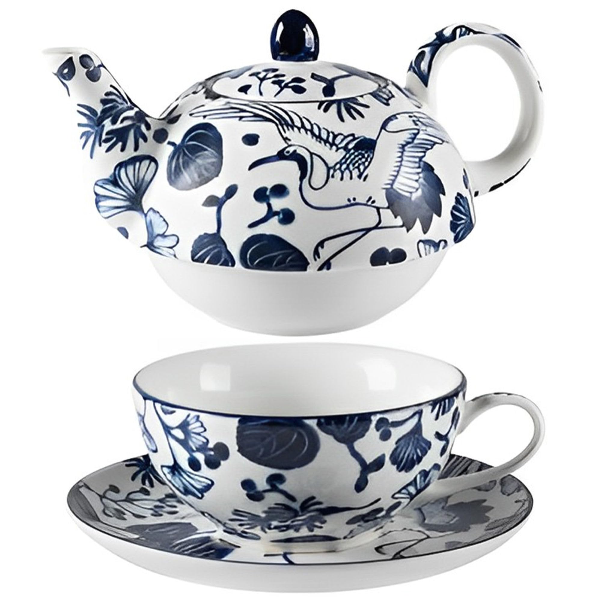 Herbata za jeden zestaw porcelanowy czajniczek i filiżanka elegancki prezent dla kobiet 450 ml czajniczek i kubek 300 ml niebieska herbata idealny dla miłośników herbaty i na specjalne okazje