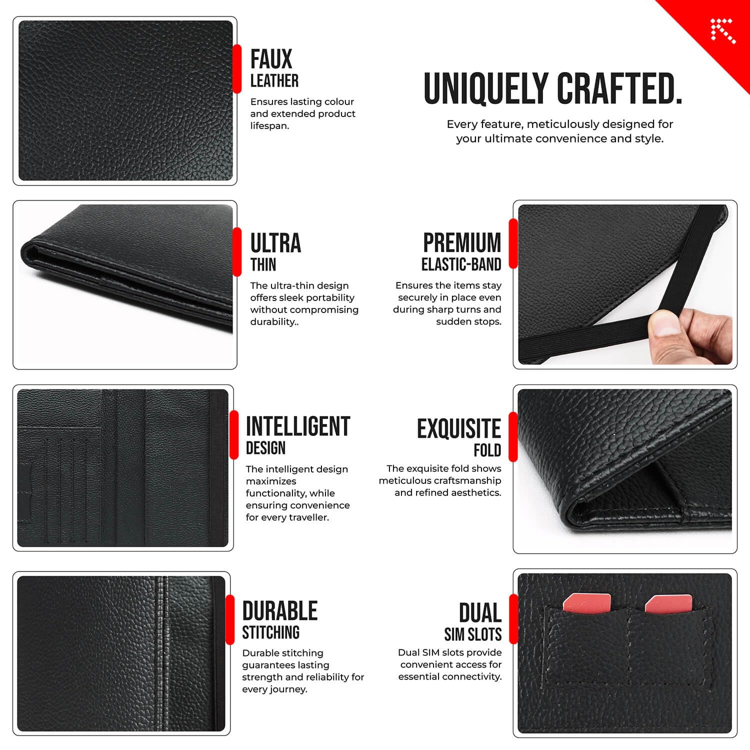 FATUG - Organizer unisex per passaporto, da viaggio, con cerniera, per riporre documenti, per passaporto, carte di credito, biglietti da visita, documenti del veicolo