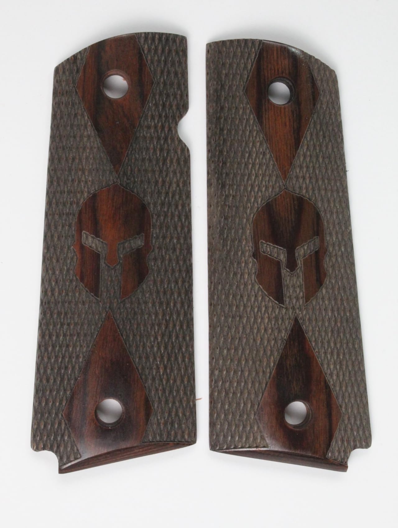 Spartan Helmet #1 - Full size 1911 grips - Rosewood - Checkered