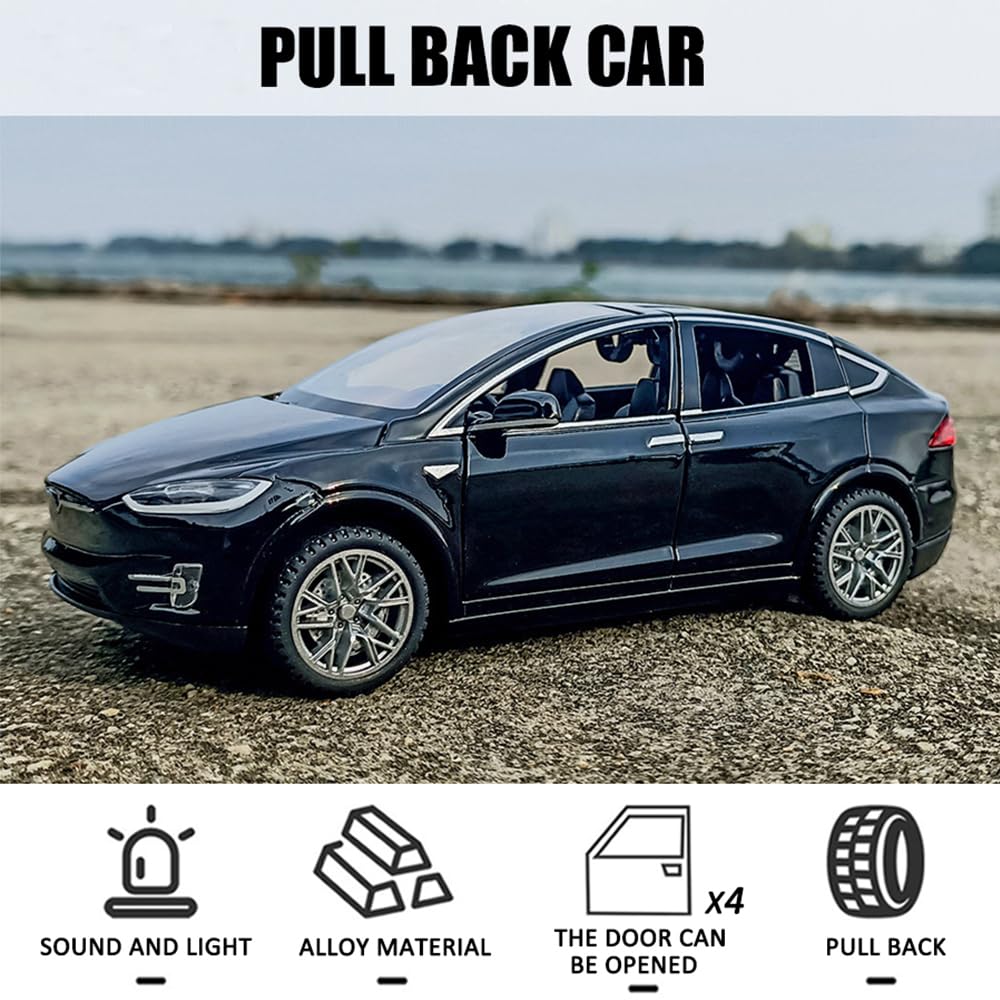 1:32 Scale Car Model X Alloy Diecast Pull Back Electronic Toys with Lights and Music, Mini Vehicles Toys for Kids Gift 3