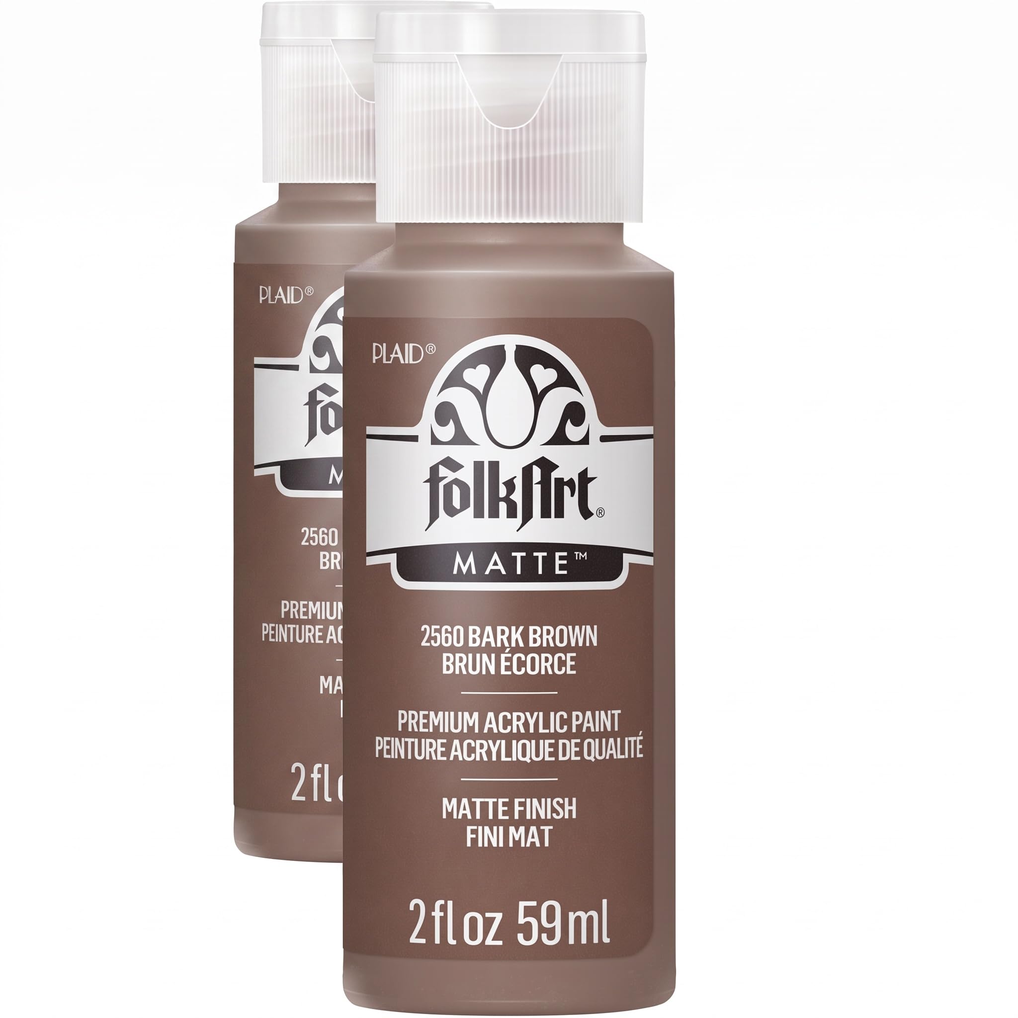 FolkArt Acrylic Paint in Assorted Colors (2 oz), 2560, Bark Brown (Pack of 2)