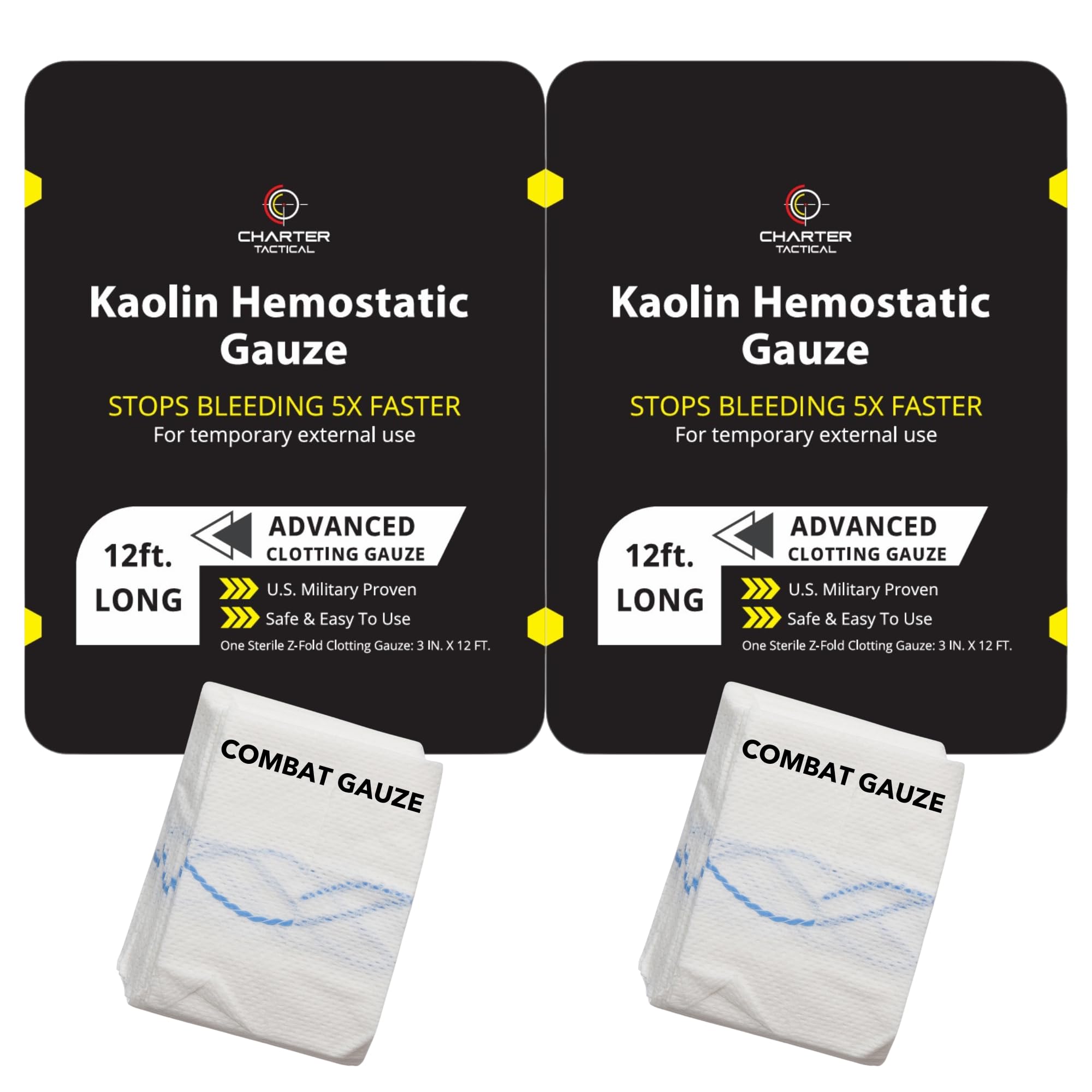 First Aid Advanced Quick Clotting Combat - Flexible Hemostatic - Stop The Bleed kit Faster Wound Packing with Quick Clotting Medical - Survival Kit Supplies - 3" x 12.5' (CT-GAUZE2)