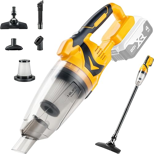 HILIPE Aspiradora de mano inalámbrica para batería DeWALT de 20 V, uso en húmedo y seco, aspiradora de mano inalámbrica para automóvil, hogar,