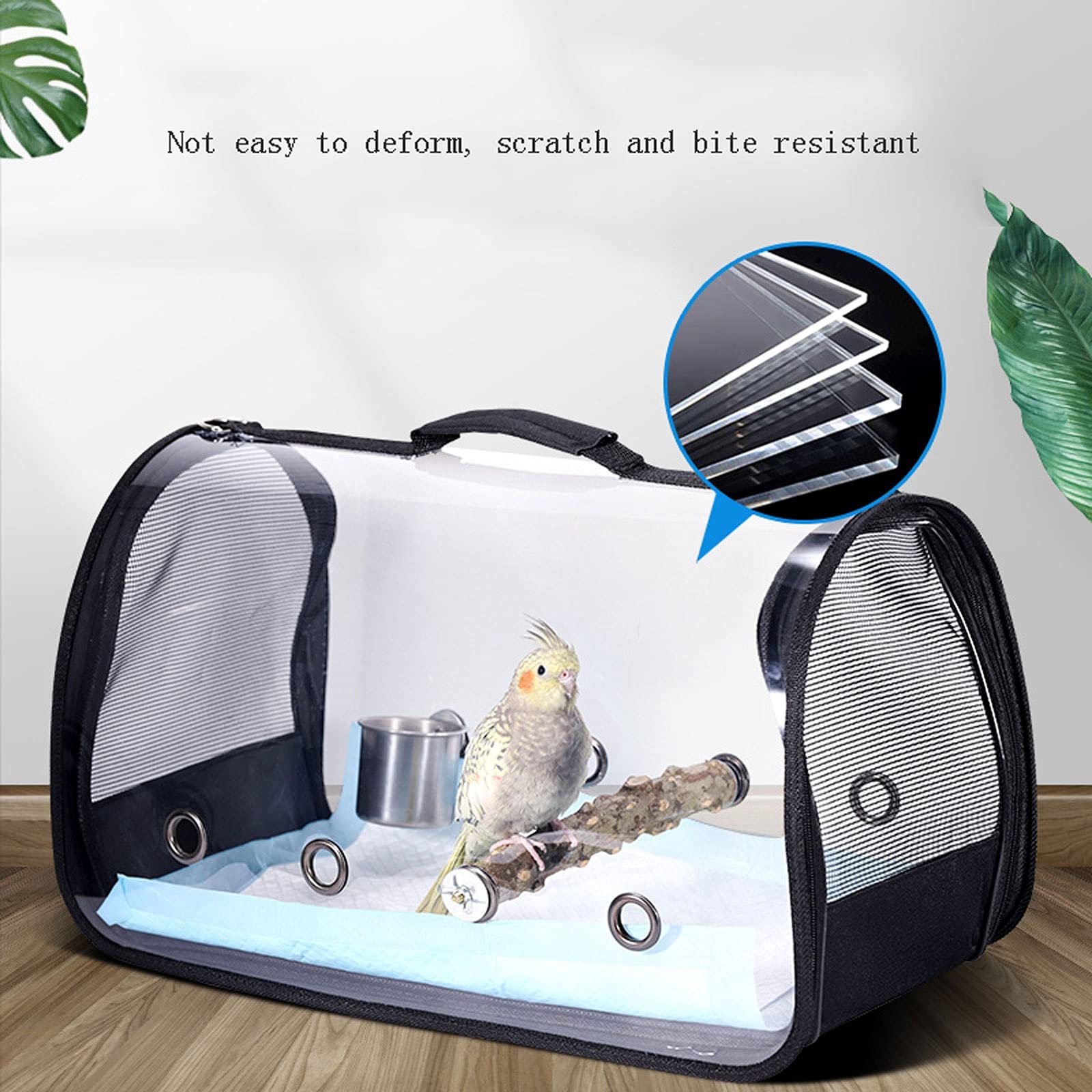 Jaula de Vuelo para pájaros y Loros, Jaula de Viaje Transparente y Transpirable, Jaula de Viaje Ligera para Mascotas y pájaros, Jaula para pájaros
