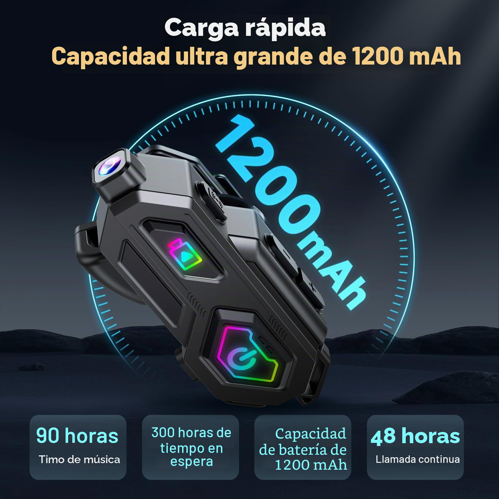 BestYiJo Auriculares Bluetooth para casco de motocicleta con grabación de vídeo HD 1080p, intercomunicador, FM, impermeabilidad IPX6 e iluminación