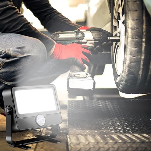 Miniatura 2 de Luz de trabajo LED de 100 W recargable con soporte, luz solar recargable al aire libre luces de camping con magnético, 4 modos, luz de inundación