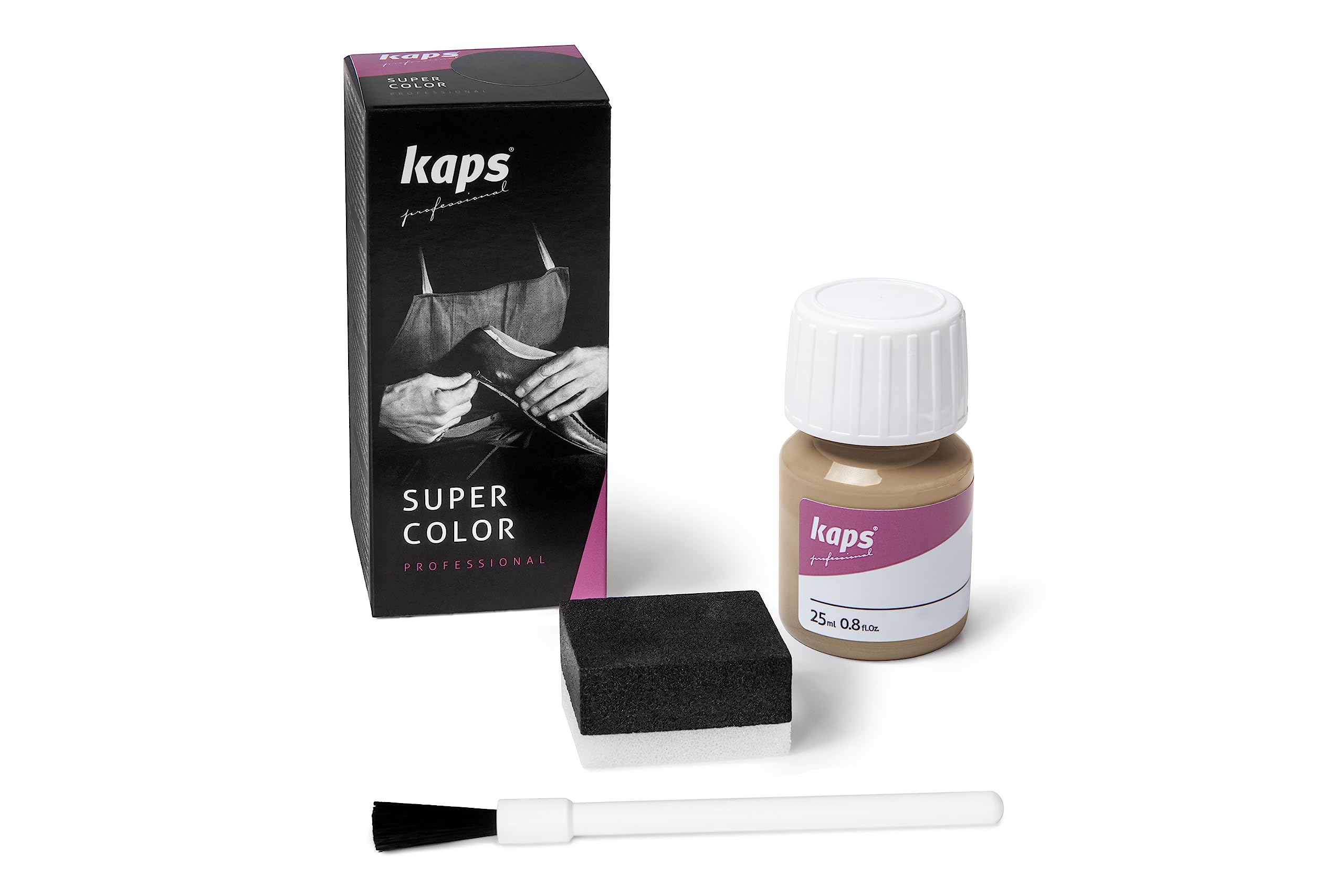 Tinte para Zapatos y Bolsos de Cuero y Textil con Esponja y Brocha, Kaps Super Color, 70 Colores (117 - azul marino) — view 53
