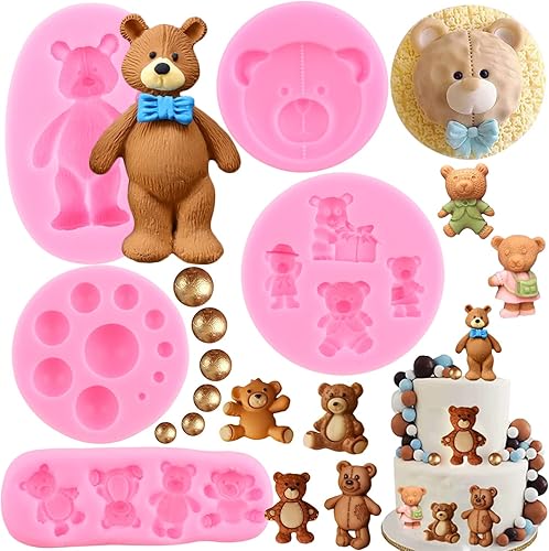 ZiXiang Juego de 4 moldes de silicona para fondant de elefante animal para decoración de tartas, cupcakes, pasta de goma, caramelo, chocolate,