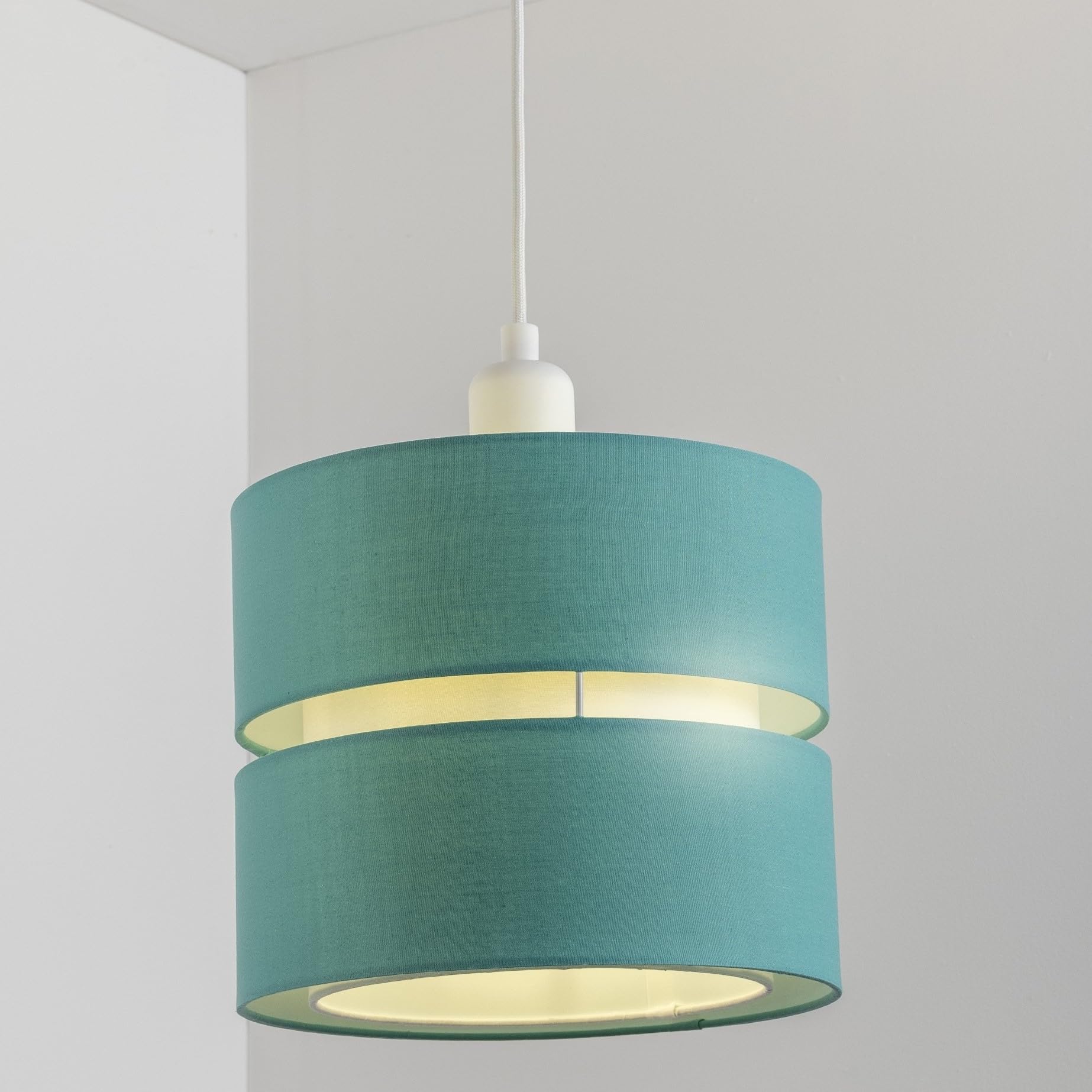CGC Lighting 2 Two Tier Layer Shade 26cm Ceiling Pendant Table Lamp Bedside Bedroom Lounge Hallway Kitchen (Teal/Green/Blue)