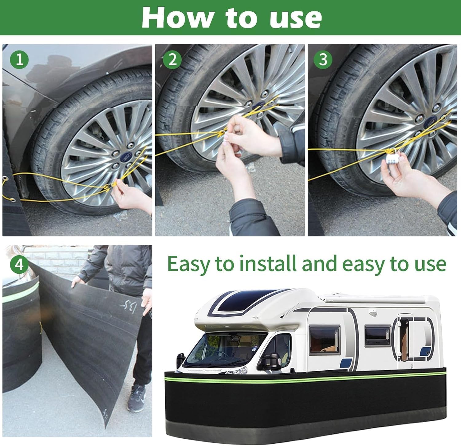 Heavy-Duty Rv Roof Cover, Rv Side Skirts for Travel Trailers, Seasonal Snow Protection, Polyester Fiber Protective Cover, Suitable for Rvs and Five-Wheel Trailers. 3.3ft High-65ft Length