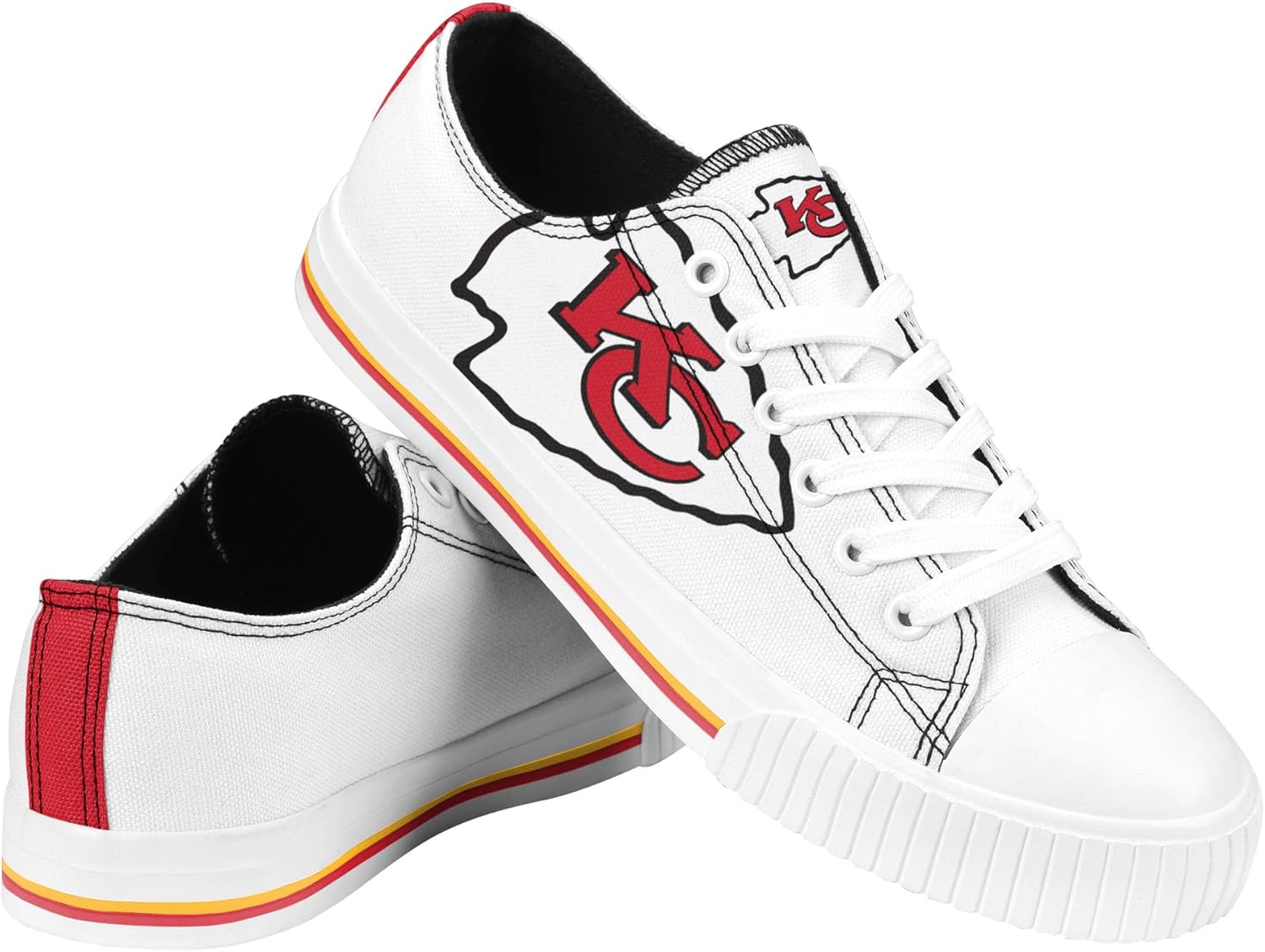 FOCO NFL Womens NFL Ladies Fashion Team Big Logo Low Top White Canvas Sneakers Shoes - Image 6