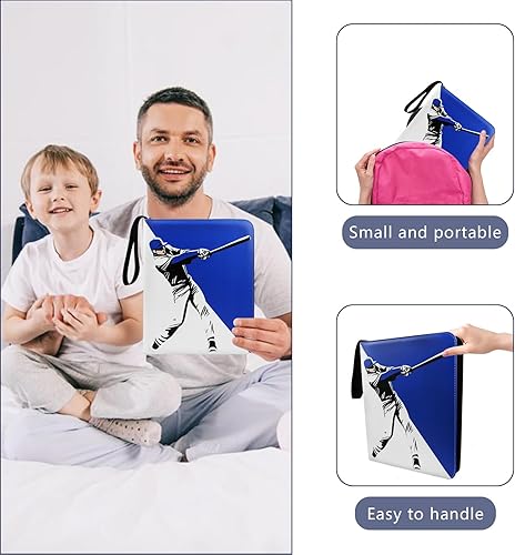 Miniatura 6 de Carpeta de tarjetas de baloncesto con 4 bolsillos para 400 tarjetas con 50 fundas extraíbles, carpeta de tarjetas intercambiables, carpeta de