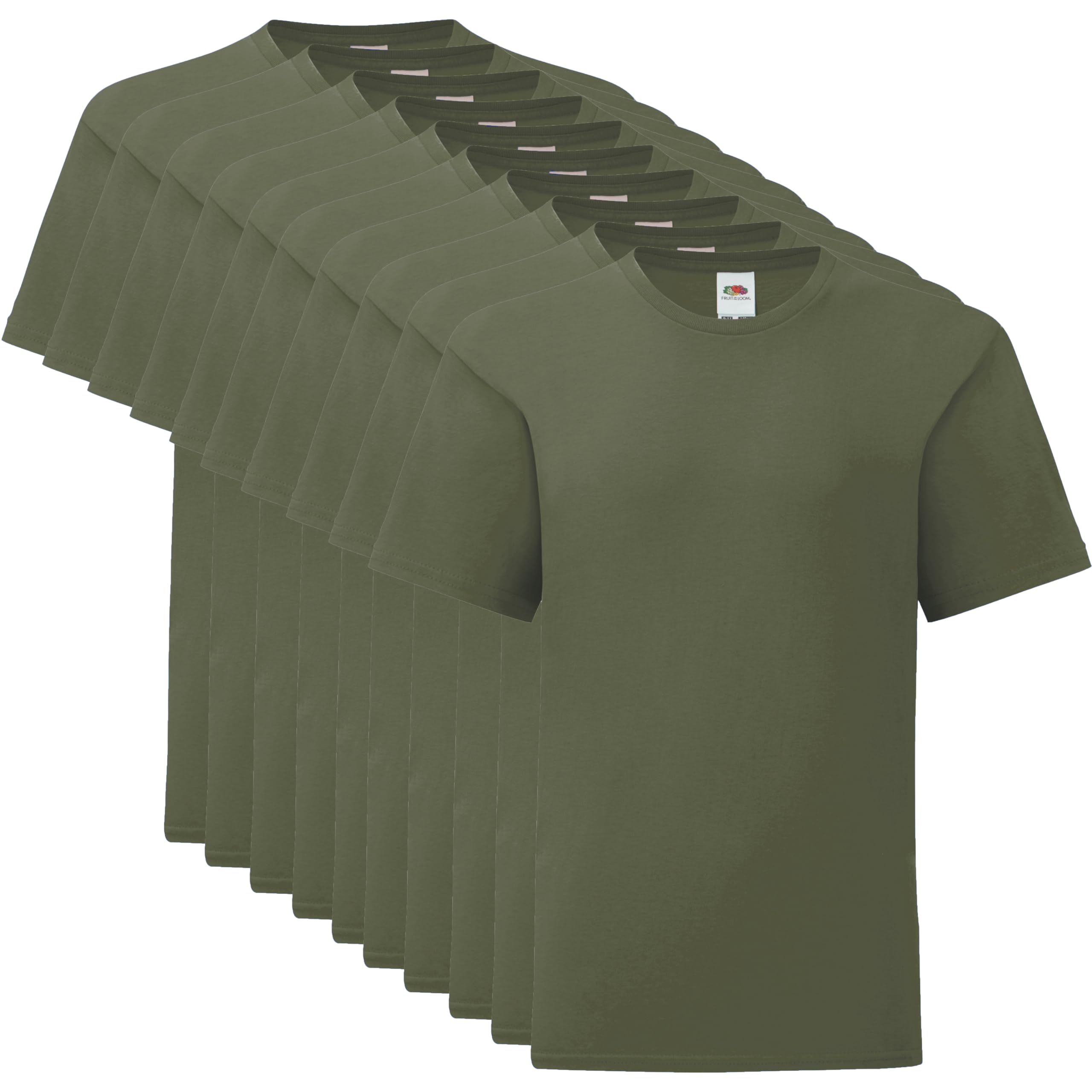 Fruit of the Loom - Magliette Basic Unisex da 10 Pezzi, Grigio Cenere, Tinta Unita, Manica Corta, Taglia M