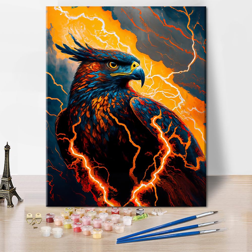 TISHIRON Bird Paint by Numbers Kit for Adults, Abstract Thundereagle Paint by Number with Brushes and Pigment, Art Crafts DIY Oil Painting, 16x20 Inch