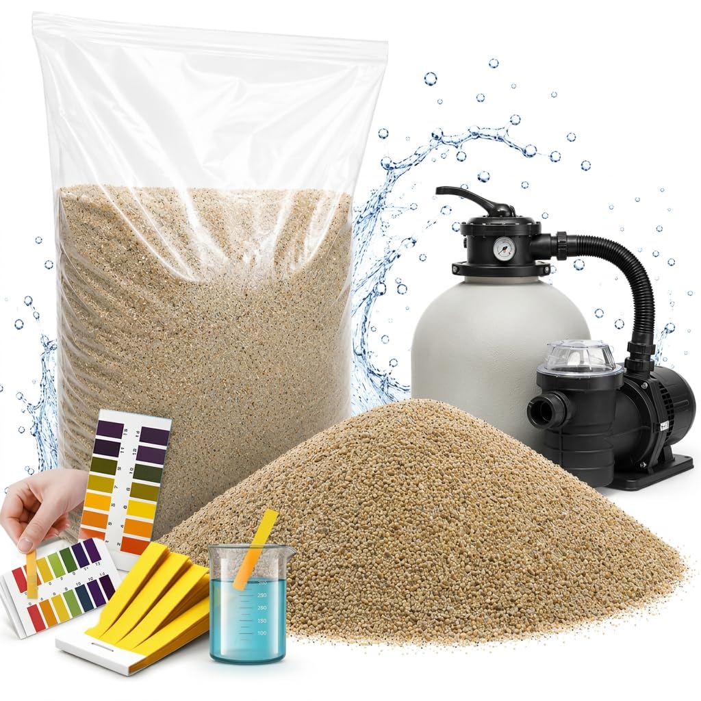 TM Aquatix Swimming Pool Filter Sand 16/30 0,4-0,8mm 100% Silica Natural Eco-friendly 20kg Bag 80 pH TEST STRIPS INCLUDED