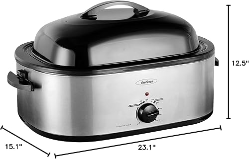 Miniatura 43 de Sunvivi Horno asador eléctrico de 24 cuartos de galón con tapa visible autohilvanado, horno asador de pavo con sartén y estante extraíbles, perfecto