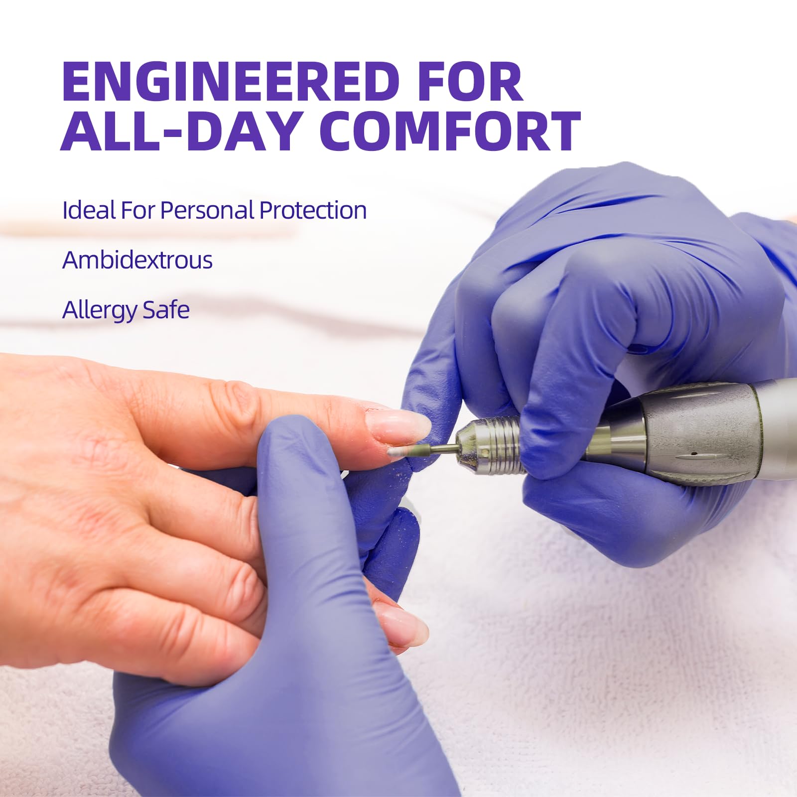 Jointown Guantes de nitrilo para examen, guantes médicos de color morado hielo, desechables, sin látex, sin polvo, para exámenes, limpieza de preparación de alimentos, caja grande de 1000, L