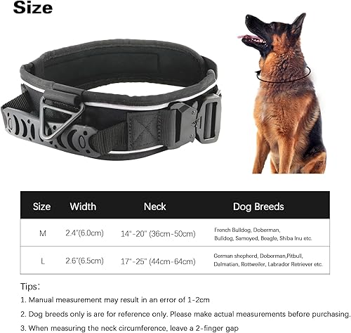 Miniatura 6 de Comfluxe Collar de perro resistente, collar táctico para perro con asa, collar grueso para perros medianos y grandes, hembras y machos, 2.5 pulgadas