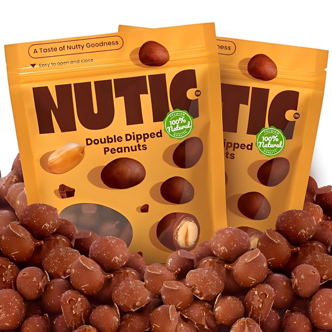 Nutic Milk Chocolate Covered Peanuts - 2 Lb. Double Dipped Premium Gourmet Milk Chocolate Peanuts Perfect for Snacks & Gifts, Made in USA - (Pack of 1)