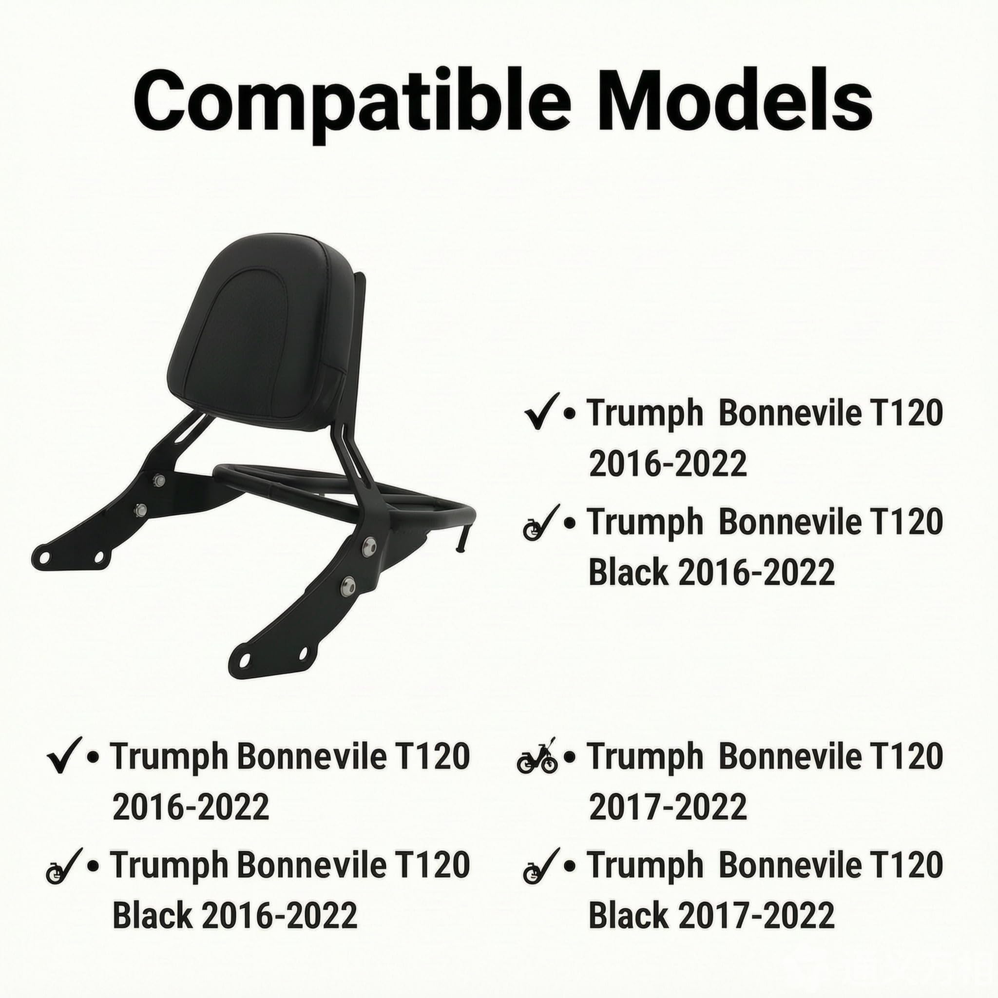 Sissy Bar Portapacchi Sissy Bar per moto per Triumph Bonneville T100 T120 Street Scrambler & Street Twin 2017-2021