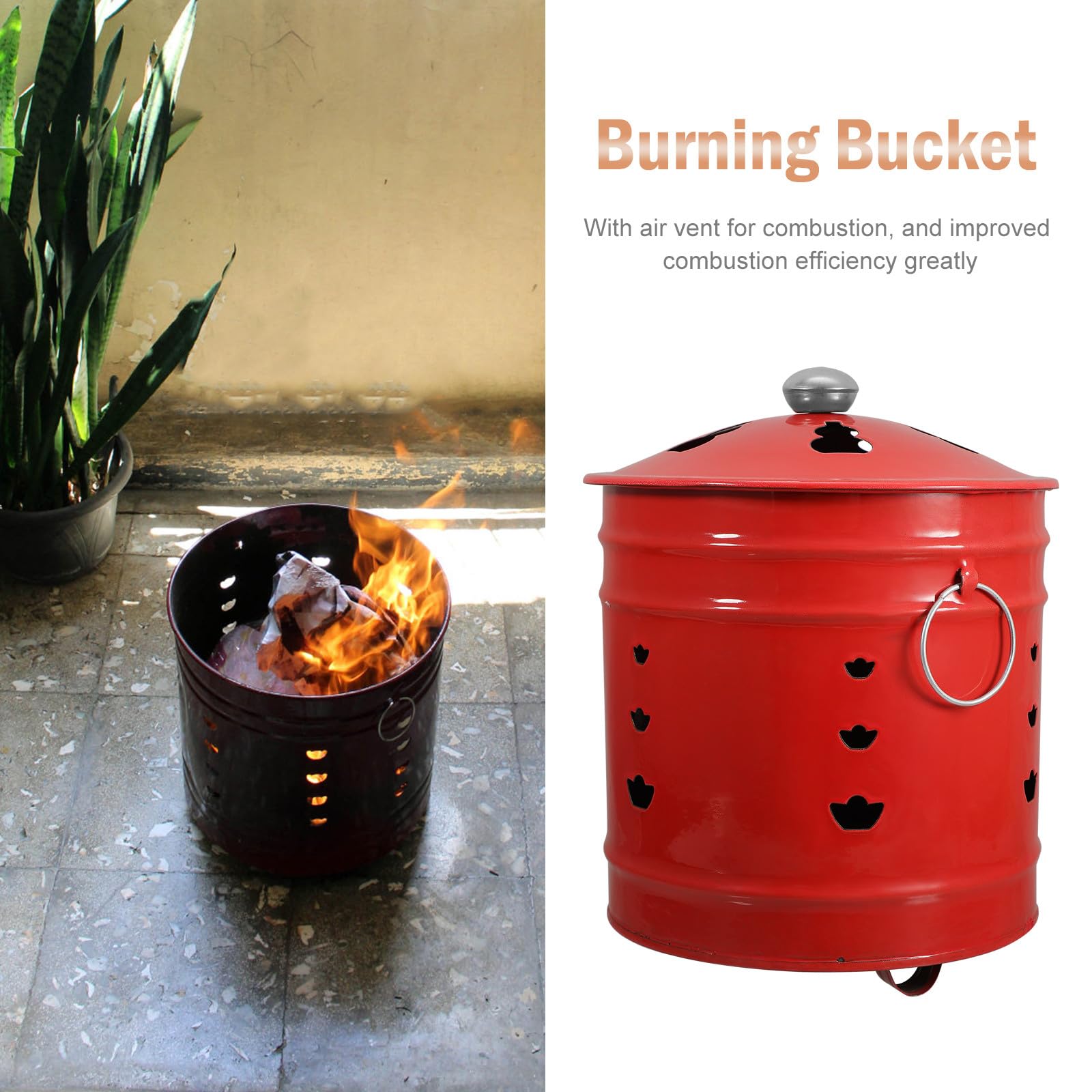 Bucce Inceneritore in Smalto Rosso per Carta, Uso Esterno | Stile Creativo, Lavorazione Curata, Struttura Robusta, Adatto a Rifiuti e Offerte Stile Casuale