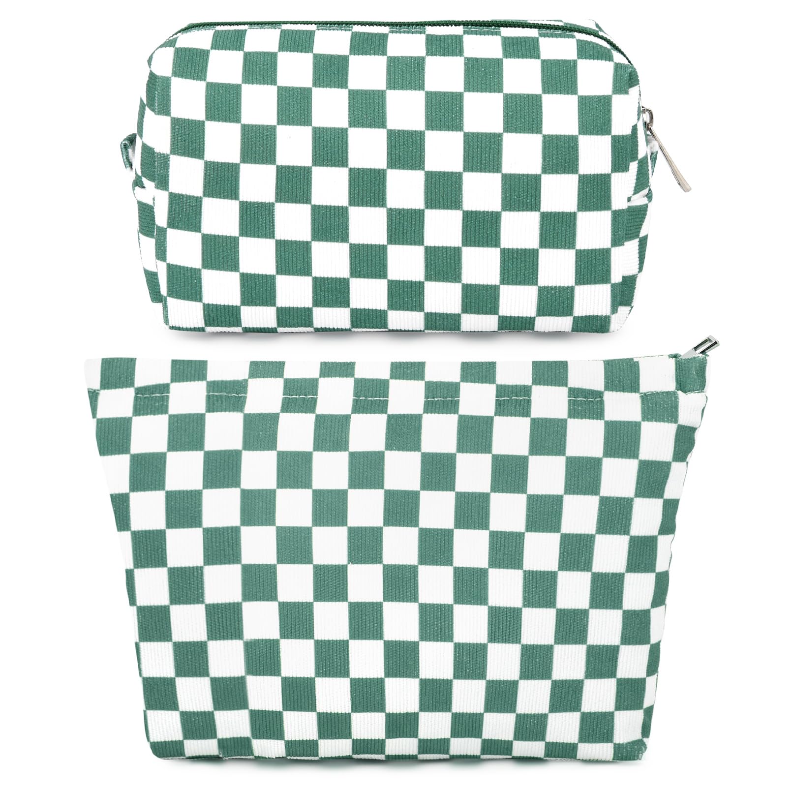 SOIDRAM 2 Pcs Checkered Makeup Bag Large Cosmetic Bag Toiletry Bag Makeup Pouch Travel Bag Organizer Cute Makeup Brushes Aesthetic Accessories Storage
