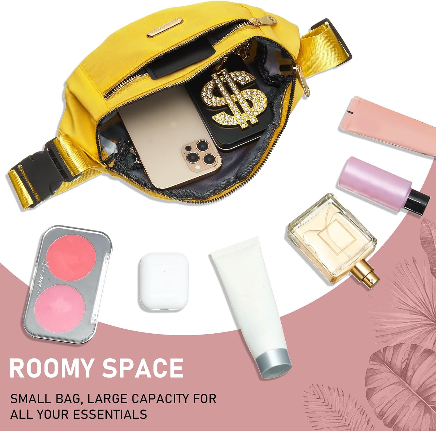 6 Pcs Fanny Pack Waterproof Waist Pack for Women 5.51 x 11.81 Inch Crossbody Belt Bag with Adjustable Strap Zipper Pockets for Festival Sports Traveling Running Phone, 6 Colors - Image 5